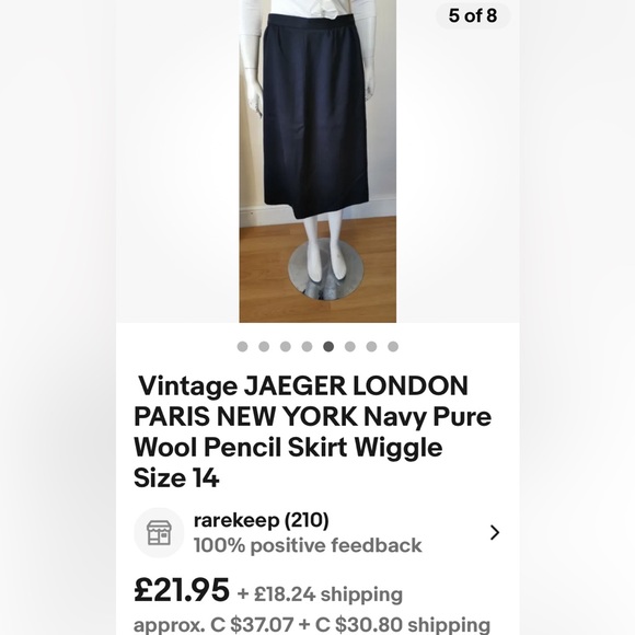 Vintage Jaeger skirt 100% wool dark brown, A-line! 1 pleat front & back! Size 8 - Picture 15 of 16